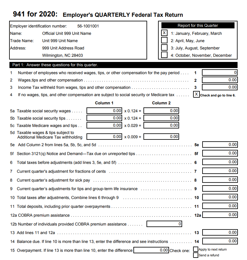 sample federal 941 report